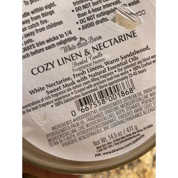 Bath & Body Works Accents Bath Body Works Cozy Linen Nectarine 3wick Candle Poshmark